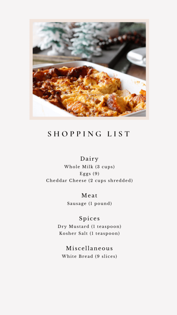 Grocery List for Simple Make-Ahead Sausage Egg & Cheese Breakfast Casserole