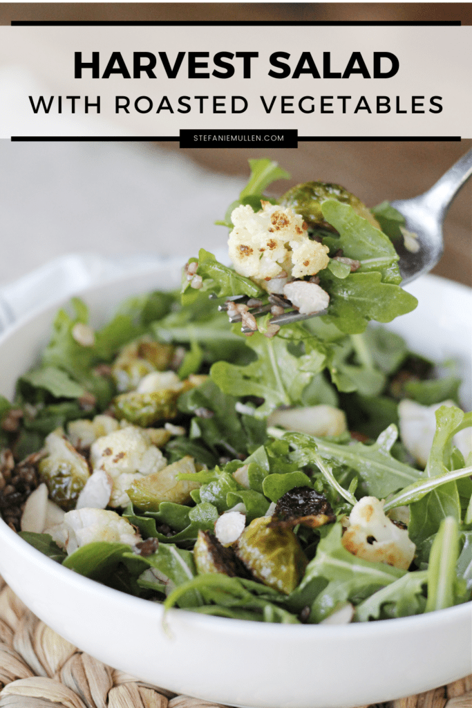 Harvest Salad with roasted brussels sprouts and cauliflower and shallot dijon dressing