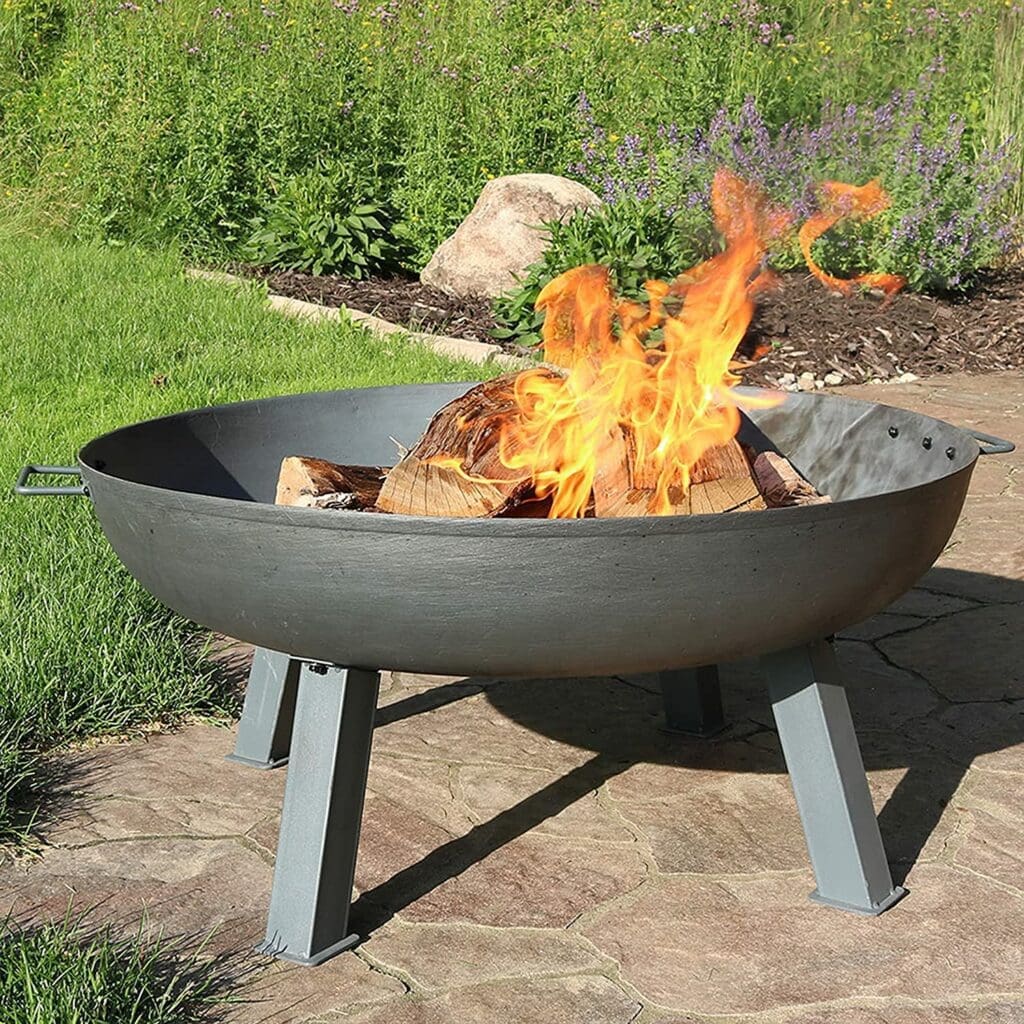 open faced firepit rustic
