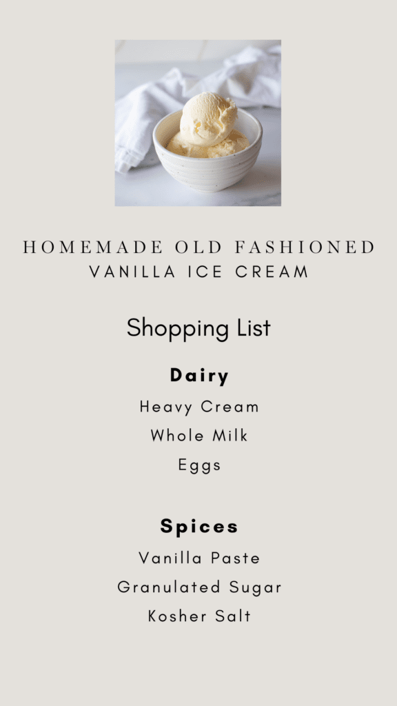 Homemade Vanilla Ice Cream Recipe Shopping List