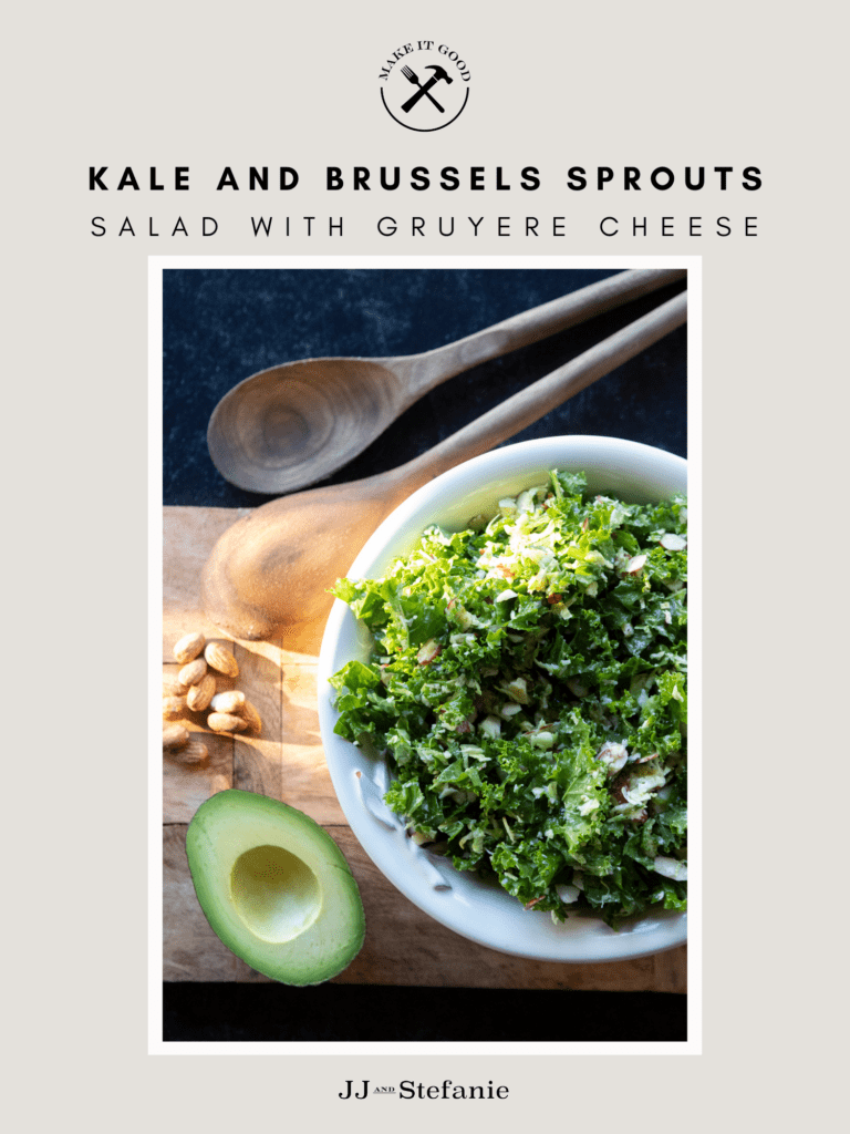 Kale and Brussels Sprout Salad with Gruyere Cheese